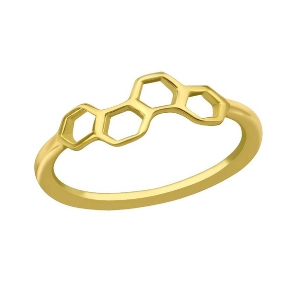 14k Gold Hexagon Bee Ring​ - Picture 1 of 2